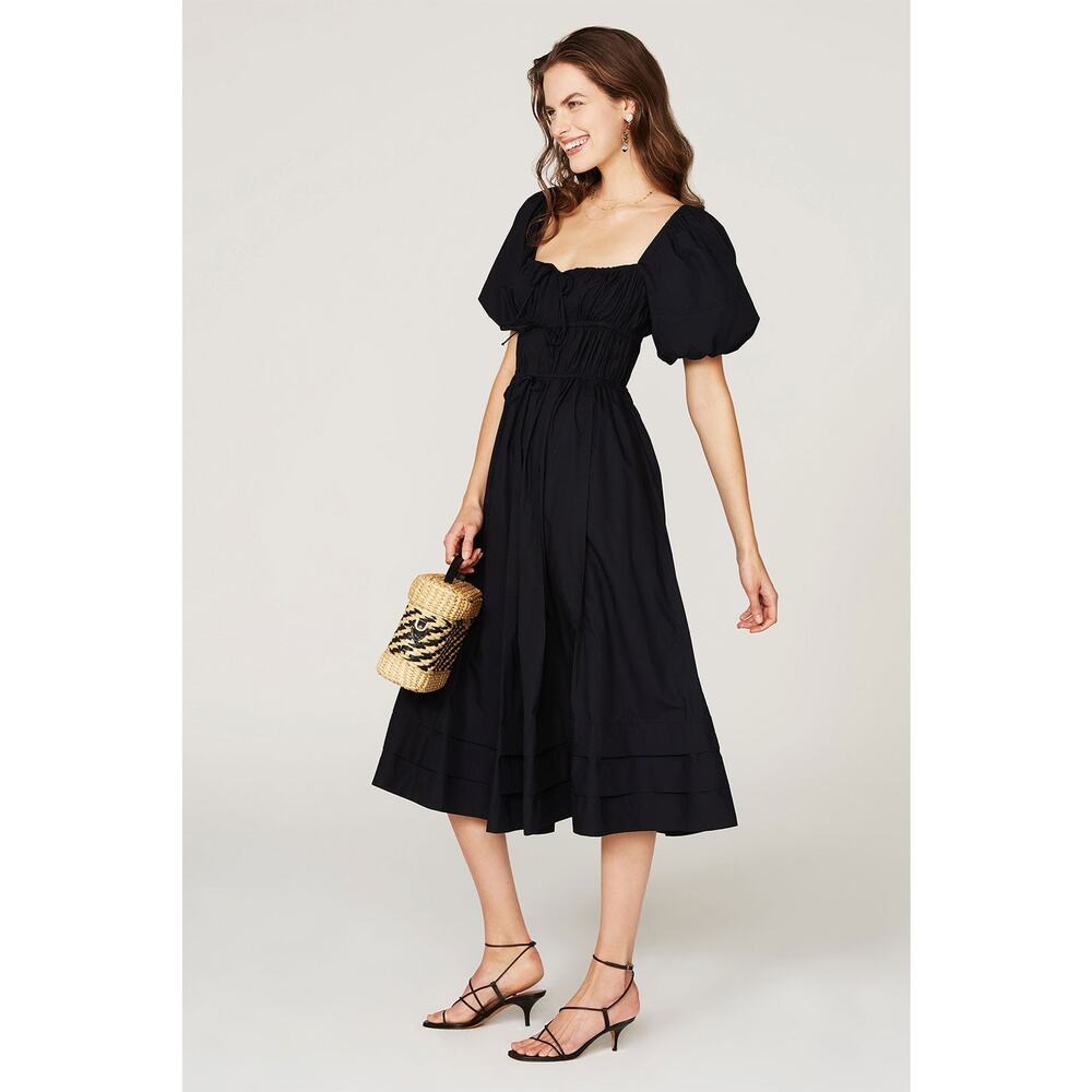 Ulla Johnson Black Puff-Sleeve Midi Dress - Picture 4 of 13